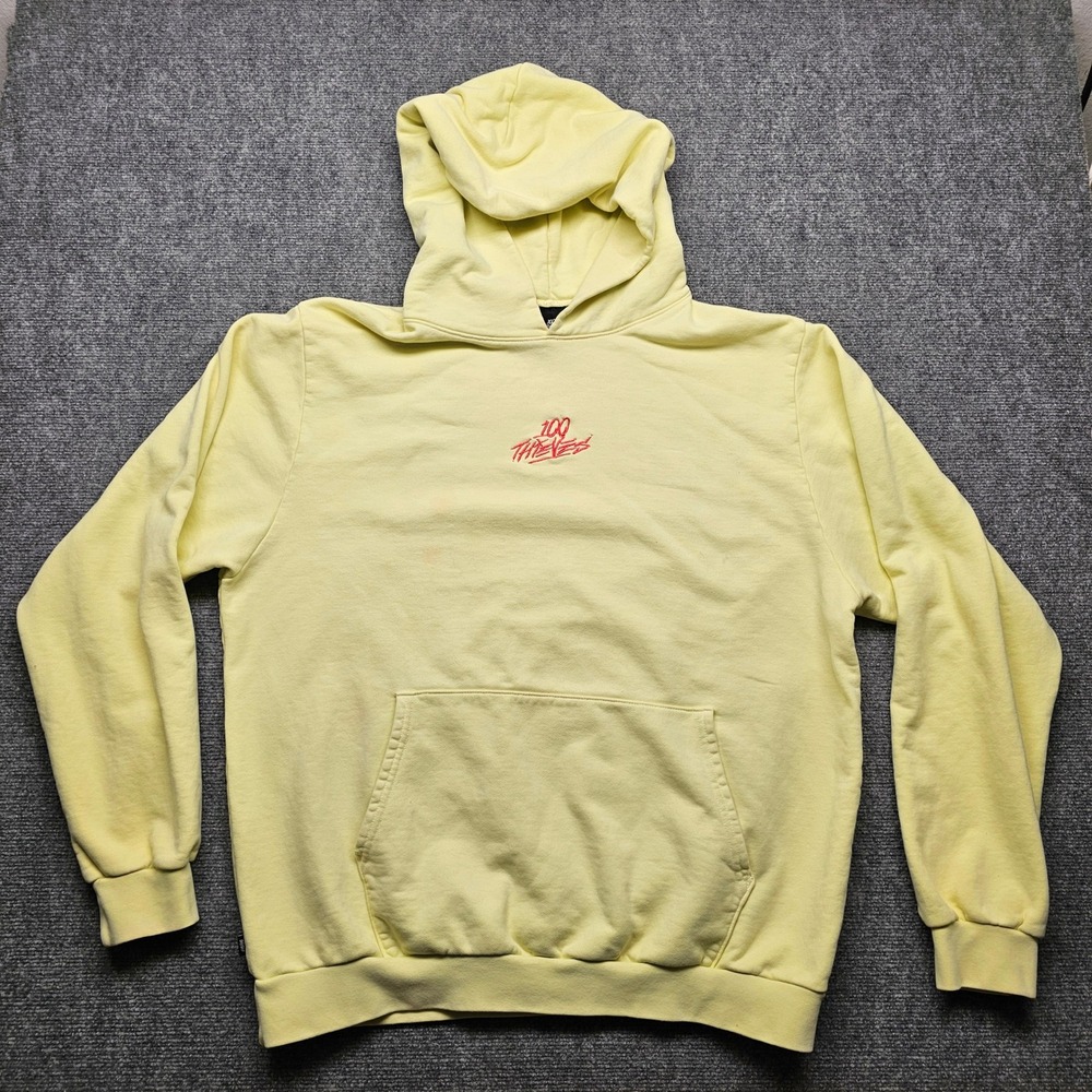 100 Thieves Enter Infinity 2021 Hoodie Yellow Red Graphic Mens Medium